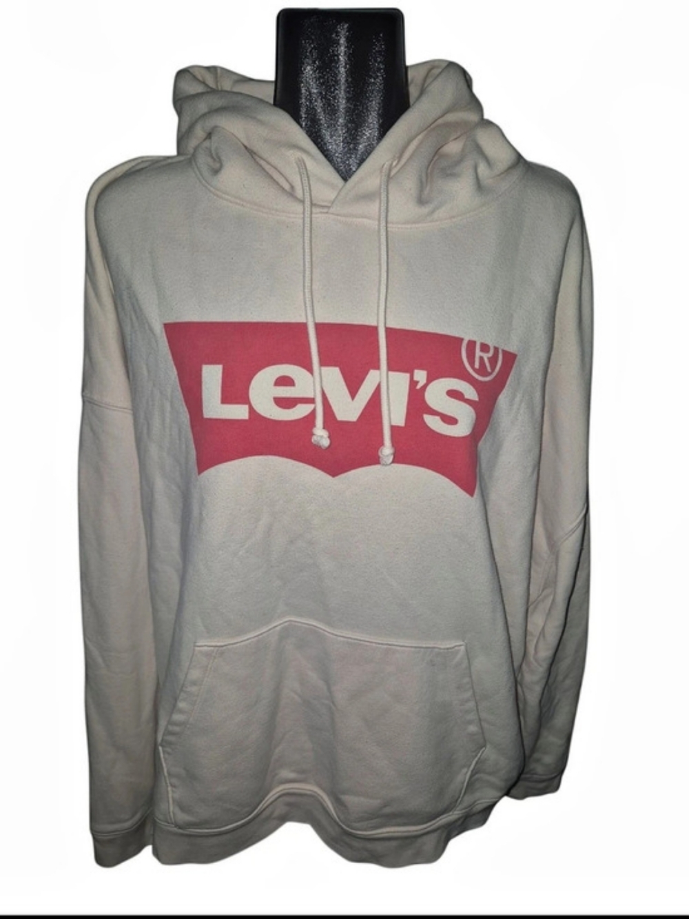 Levi's Women's Light Pink Standard Pullover Hoodie With Red Logo Front Size 2X